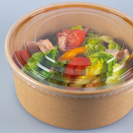 Bol à Salade en Kraft avec Couvercle - 1000 ml - ø 149 mm - Lot de 250 -  Fourniresto