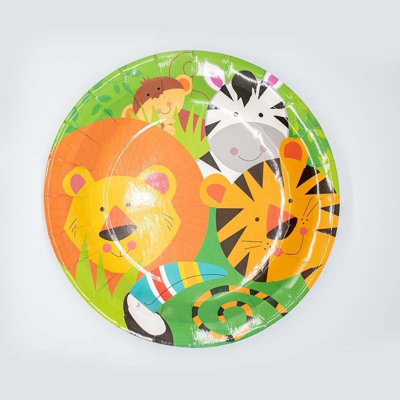 Vaisselle jetable animaux sauvages thème forêt fête d'anniversaire, petit  Lion, assiette en papier, tasse en