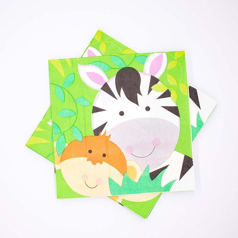 Jungle Animal Vaisselle Jetable Set Assiette en papier Tasse Serviette  Sauvage Un 1er anniversaire Forest Animaux Vaisselle Jungle Safari Décor